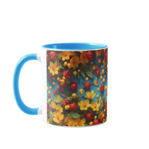 Lebendiges Gelb- und Rot-Blumenmuster-Design