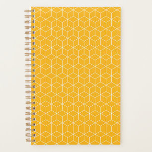 Lebendiges gelbes hexagonales Würfelmuster-Design Planer
