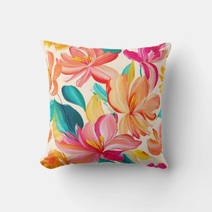 Lebendiges gemaltes Blumenmuster Kissen