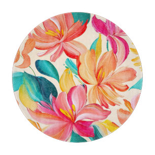 Lebendiges gemaltes Blumenmuster Schneidebrett