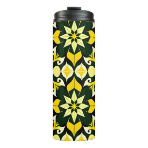 Lebendiges geometrisches Blumendesign Thermosbecher