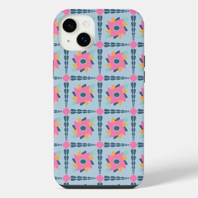 Lebendiges geometrisches Fliesendesign iPhone 14 Plus Hülle (Rückseite)