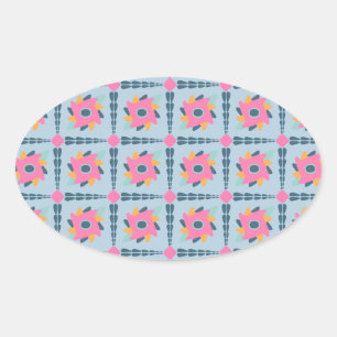 Lebendiges geometrisches Fliesendesign Ovaler Aufkleber