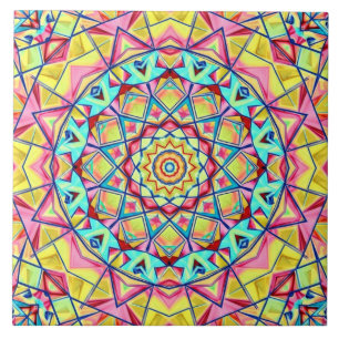 Lebendiges geometrisches Kaleidoskop-Muster Fliese