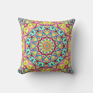 Lebendiges geometrisches Kaleidoskop-Muster Kissen