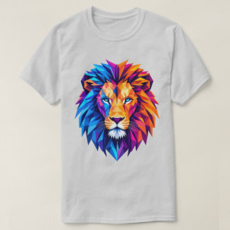 Lebendiges geometrisches Löwen-Kunst-T-Shirt T-Shirt