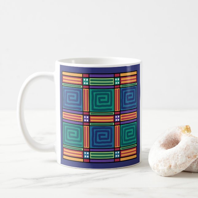 Lebendiges geometrisches Muster Kaffeetasse (Mit Donut)