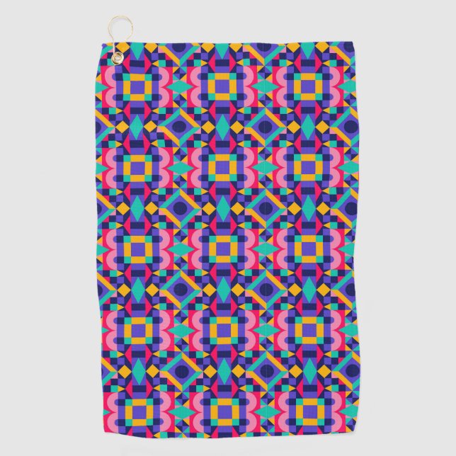 Lebendiges geometrisches Muster mit Rosa Golfhandtuch (Vorderseite)