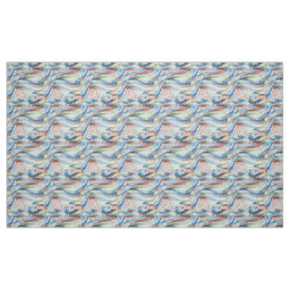 Lebendiges geometrisches Wellenmosaik Stoff
