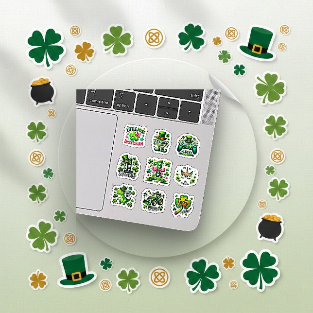Lebendiges Grün St. Patrick's Day Kinderpackung Aufkleber (Von Creator hochgeladen)