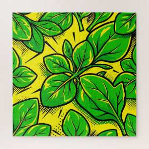 Lebendiges grünes Blatt Pop-Art-Muster