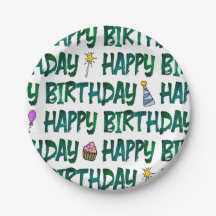 Lebendiges grünes Happy Birthday-Textmuster 