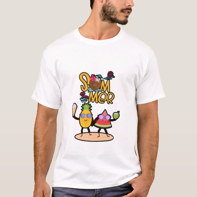 Lebendiges Hallo Sommer | Farbige Ozean-Tiere  T-Shirt (Vorderseite)