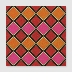 Lebendiges Harlekin-Diamantmuster in Rot, Orange, Magnetkarte
