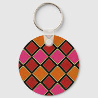 Lebendiges Harlekin-Diamantmuster in Rot, Orange,