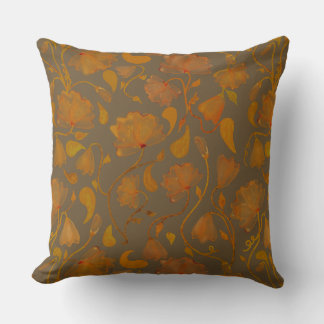 Lebendiges Herbstflorales in Orange und Braun Kissen
