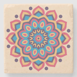 Lebendiges Hexcolor-Mandala Steinuntersetzer