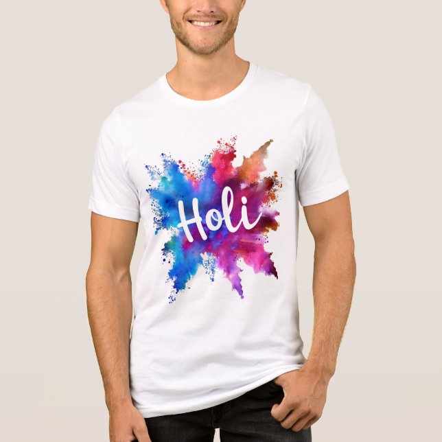 Lebendiges Holi-Splash-Grafik-T-Shirt Tri-Blend Shirt (Vorderseite)