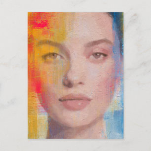 Lebendiges Impasto-Abstraktporträt Postkarte