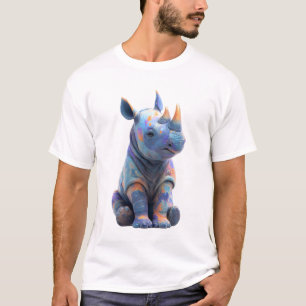 Lebendiges, irisierendes Baby-Nashorn-Porträt für  T-Shirt