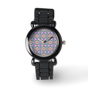 Lebendiges Kaleidoskop Blühen: Rosa & Smaragd Mand Armbanduhr