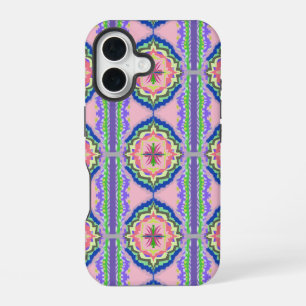 Lebendiges Kaleidoskop Blühen: Rosa & Smaragd Mand iPhone 16 Hülle