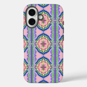 Lebendiges Kaleidoskop Blühen: Rosa & Smaragd Mand iPhone 16 Hülle
