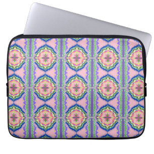 Lebendiges Kaleidoskop Blühen: Rosa & Smaragd Mand Laptopschutzhülle