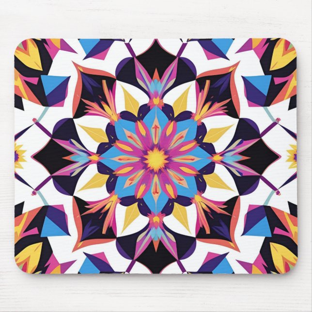 Lebendiges Kaleidoskop-Mandala-Muster Mousepad (Vorne)