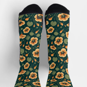 Lebendiges Kapuzinerkresse-Blumenmuster Socken