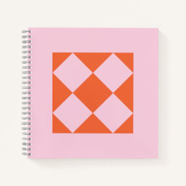 Lebendiges Korallenrot und Pastellrosa geometrisch Notizbuch