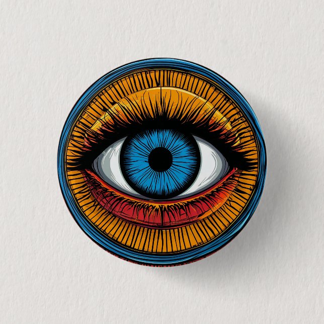 Lebendiges, künstlerisches Böse-Auge-Design Button (Vorderseite)