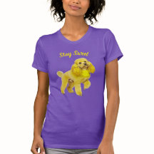Lebendiges Lila Pudel Kunst Bleib Süß T-Shirt