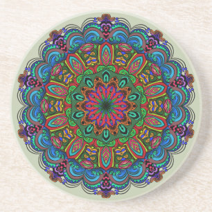 Lebendiges Mandala-Blumen- und geometrisches Muste Getränkeuntersetzer