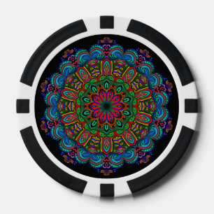 Lebendiges Mandala-Blumen- und geometrisches Muste Pokerchips