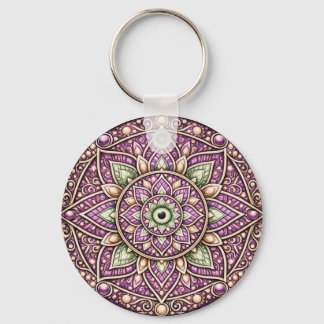 Lebendiges Mandala-Design – Farbige geometrische K Schlüsselanhänger