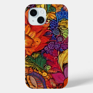 Lebendiges Maximalistisches Blumenmuster Case-Mate iPhone Hülle