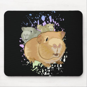 Lebendiges Meerschweinchen-Trio Farb-Splash Hausti Mousepad