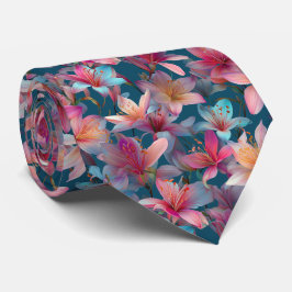 Lebendiges mehrfarbiges Lilien-Blumenmuster Krawatte