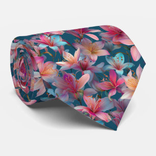Lebendiges mehrfarbiges Lilien-Blumenmuster Krawatte