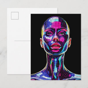 Lebendiges Mosaikporträt einer modernen Frau Postkarte