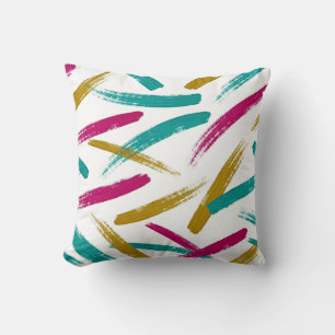 Lebendiges Muster mit Teal-, Magenta- und Senfstic Kissen