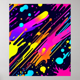 Lebendiges neon-abstraktes Farbsplash-Design Poster