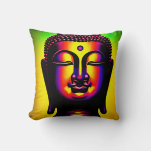 Lebendiges Neon-Buddha-Spiritual-Zen-Porträt Kissen