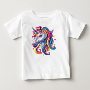 Lebendiges Neon-Einhorn-Kopf-T-Shirt   Fantasy Reg Baby T-shirt