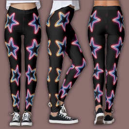Lebendiges Neon-Muster | Elektrischer Stern der 80 Leggings