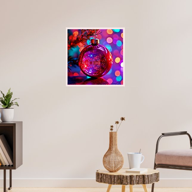 Lebendiges Neujahrsbaum-Schmuckdesign in Neon Poster (Wohnzimmer 3)