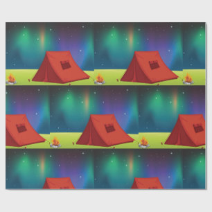 Lebendiges Nordlichter-Camping-Zelt Nacht Geschenkpapier