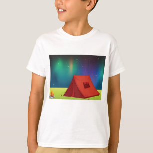 Lebendiges Nordlichter-Camping-Zelt Nacht T-Shirt
