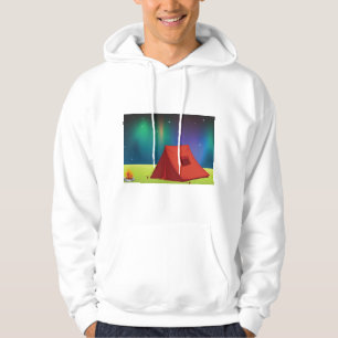 Lebendiges Nordlichter-Campingzelt bei Nacht Hoodie